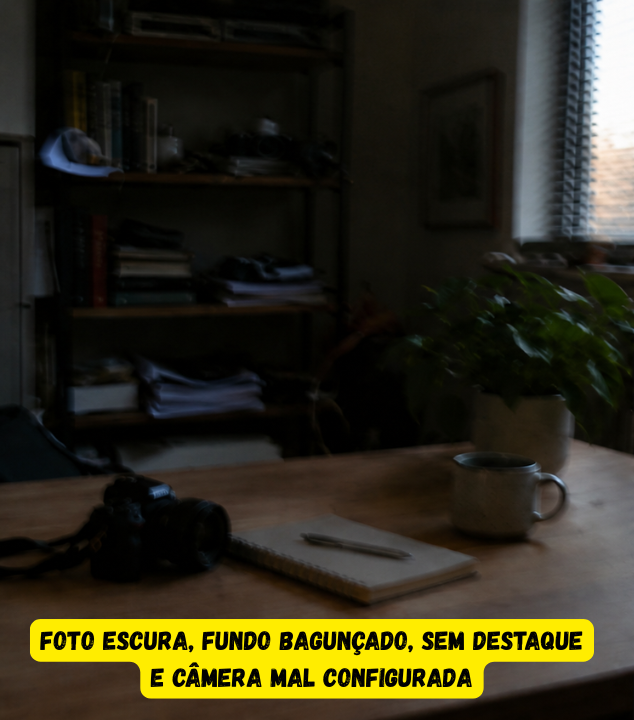 Antes — foto escura e bagunçada